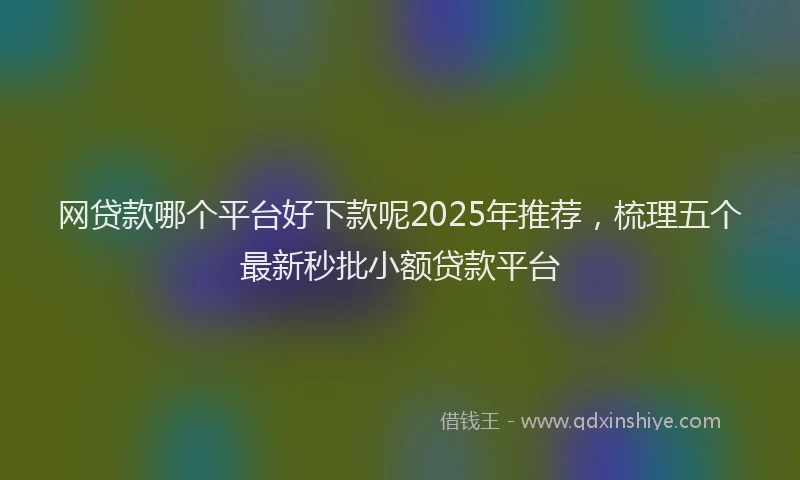 网贷款哪个平台好下款呢2025年推荐，梳理五个最新秒批小额贷款平台