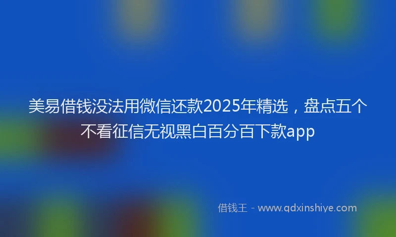 美易借钱没法用微信还款2025年精选，盘点五个不看征信无视黑白百分百下款app