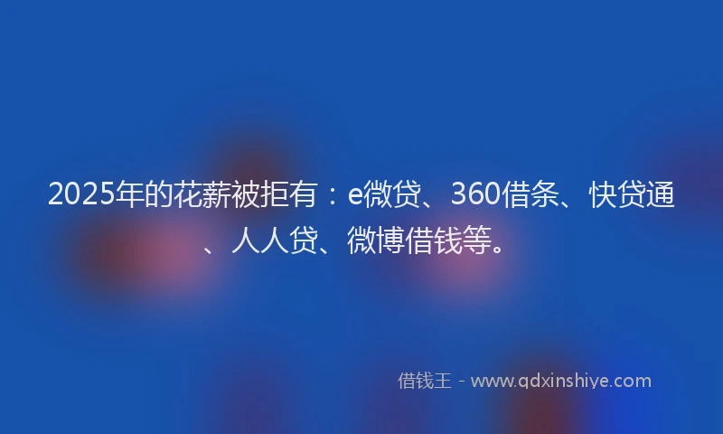 2025年的花薪被拒有：e微贷、360借条、快贷通、人人贷、微博借钱等。