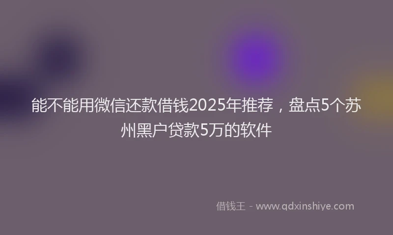 能不能用微信还款借钱2025年推荐，盘点5个苏州黑户贷款5万的软件