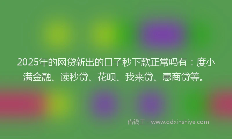 2025年的网贷新出的口子秒下款正常吗有：度小满金融、读秒贷、花呗、我来贷、惠商贷等。