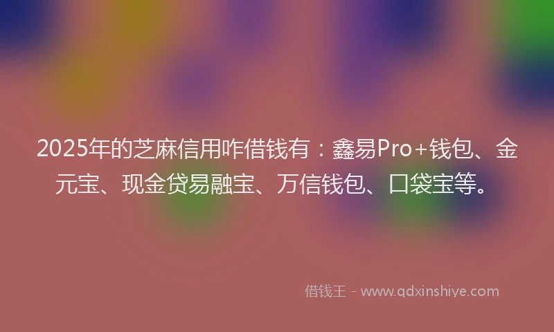 2025年的芝麻信用咋借钱有：鑫易Pro+钱包、金元宝、现金贷易融宝、万信钱包、口袋宝等。