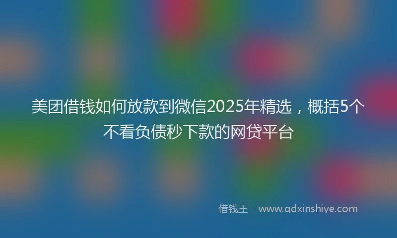 美团借钱如何放款到微信2025年精选，概括5个不看负债秒下款的网贷平台