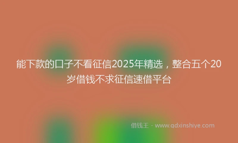 能下款的口子不看征信2025年精选，整合五个20岁借钱不求征信速借平台