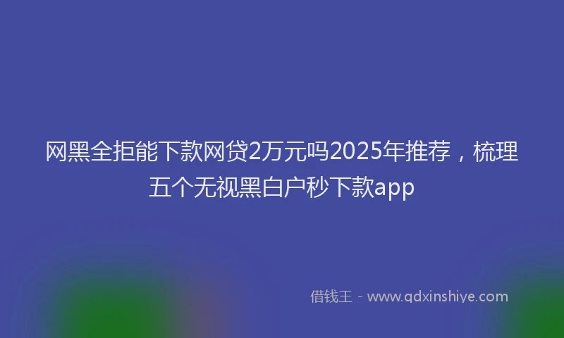 网黑全拒能下款网贷2万元吗2025年推荐，梳理五个无视黑白户秒下款app