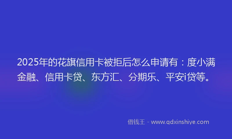 2025年的花旗信用卡被拒后怎么申请有：度小满金融、信用卡贷、东方汇、分期乐、平安i贷等。