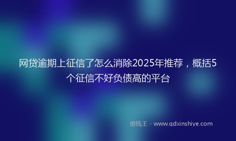 网贷逾期上征信了怎么消除2025年推荐，概括5个征信不好负债高的平台