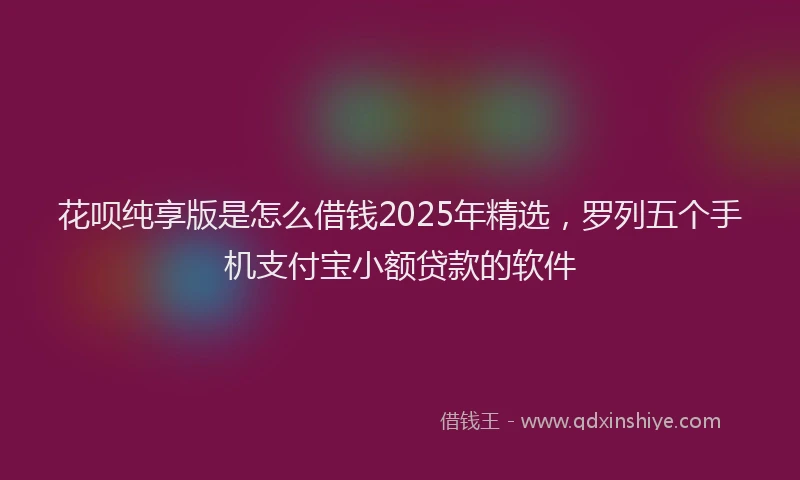 花呗纯享版是怎么借钱2025年精选，罗列五个手机支付宝小额贷款的软件