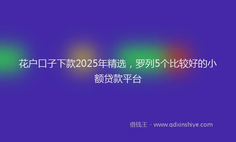 花户口子下款2025年精选，罗列5个比较好的小额贷款平台