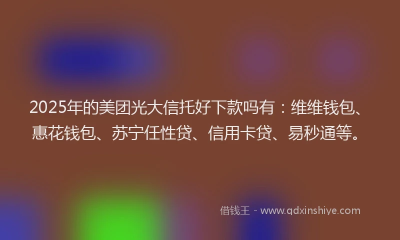 2025年的美团光大信托好下款吗有：维维钱包、惠花钱包、苏宁任性贷、信用卡贷、易秒通等。