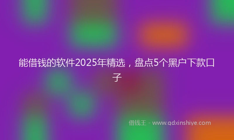 能借钱的软件2025年精选，盘点5个黑户下款口子