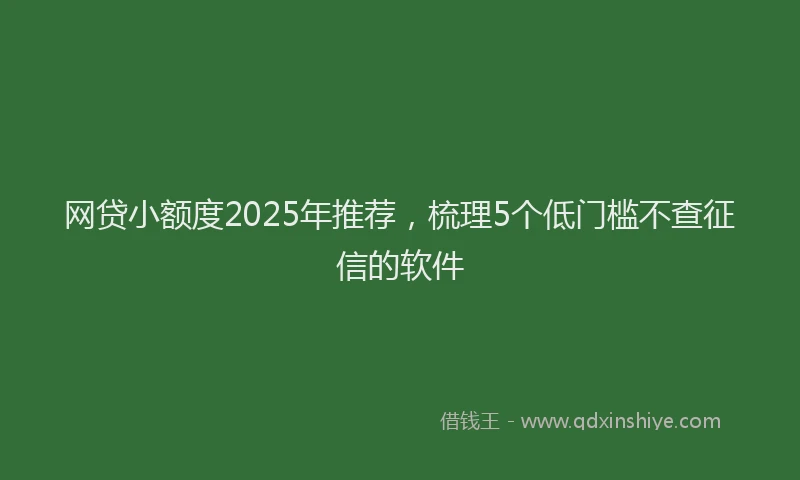 网贷小额度2025年推荐，梳理5个低门槛不查征信的软件