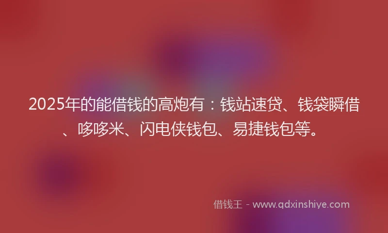 2025年的能借钱的高炮有：钱站速贷、钱袋瞬借、哆哆米、闪电侠钱包、易捷钱包等。