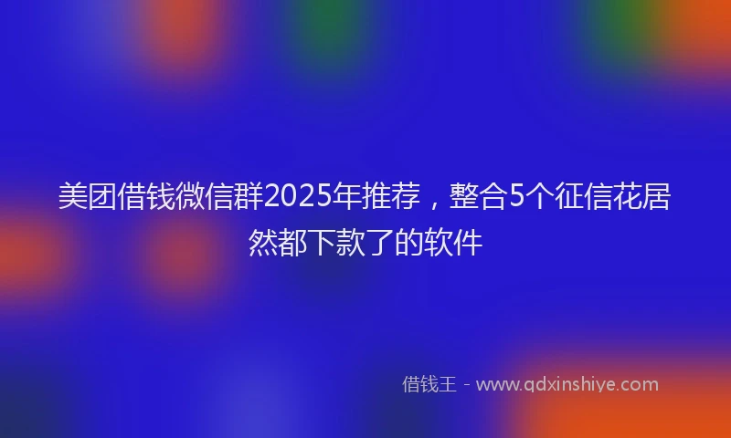 美团借钱微信群2025年推荐，整合5个征信花居然都下款了的软件