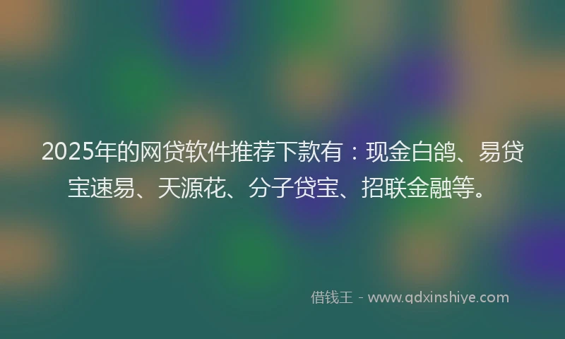 2025年的网贷软件推荐下款有：现金白鸽、易贷宝速易、天源花、分子贷宝、招联金融等。