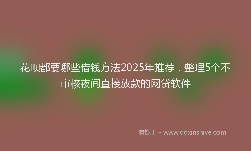 花呗都要哪些借钱方法2025年推荐，整理5个不审核夜间直接放款的网贷软件