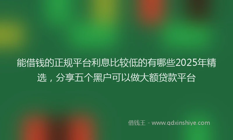 能借钱的正规平台利息比较低的有哪些2025年精选，分享五个黑户可以做大额贷款平台