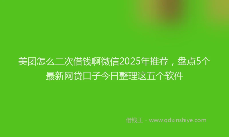 美团怎么二次借钱啊微信2025年推荐，盘点5个最新网贷口子今日整理这五个软件