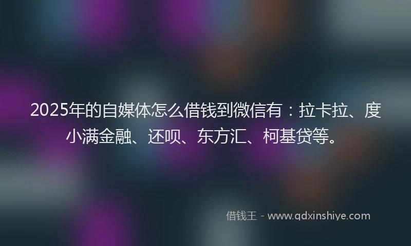2025年的自媒体怎么借钱到微信有：拉卡拉、度小满金融、还呗、东方汇、柯基贷等。