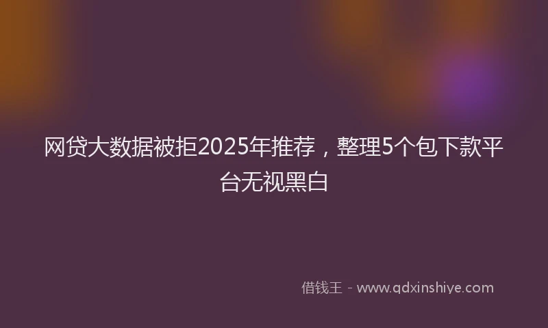 网贷大数据被拒2025年推荐，整理5个包下款平台无视黑白