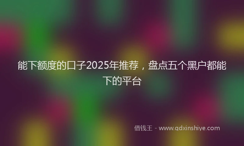能下额度的口子2025年推荐，盘点五个黑户都能下的平台
