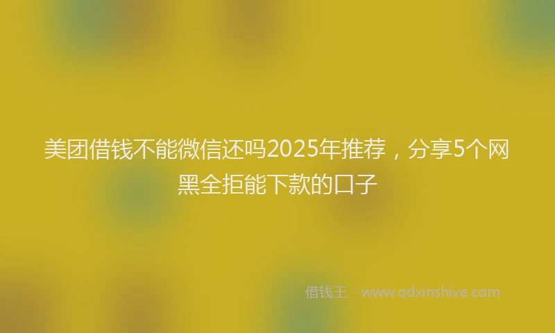 美团借钱不能微信还吗2025年推荐，分享5个网黑全拒能下款的口子