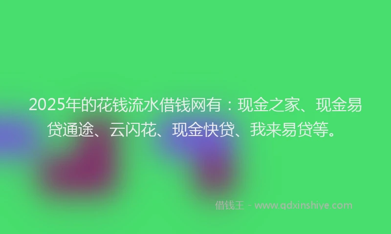 2025年的花钱流水借钱网有：现金之家、现金易贷通途、云闪花、现金快贷、我来易贷等。