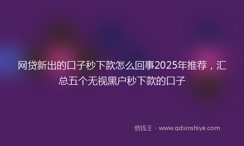 网贷新出的口子秒下款怎么回事2025年推荐，汇总五个无视黑户秒下款的口子