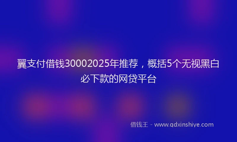 翼支付借钱30002025年推荐，概括5个无视黑白必下款的网贷平台