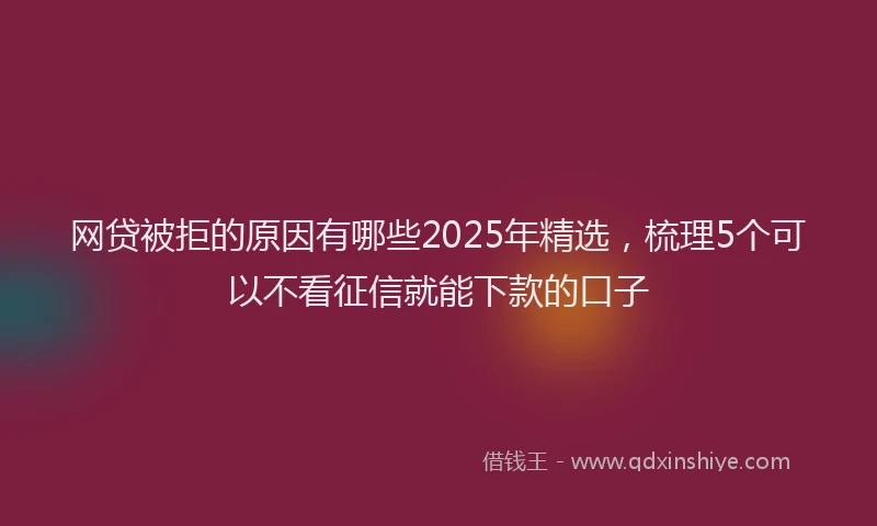 网贷被拒的原因有哪些2025年精选，梳理5个可以不看征信就能下款的口子