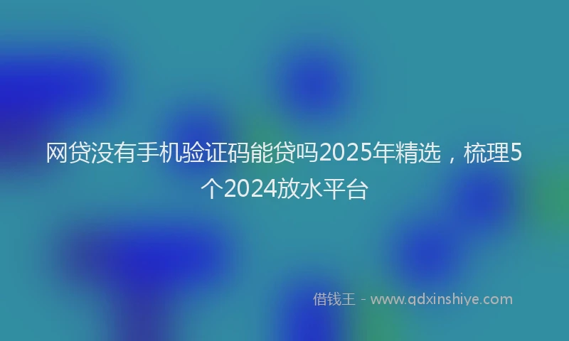 网贷没有手机验证码能贷吗2025年精选，梳理5个2024放水平台