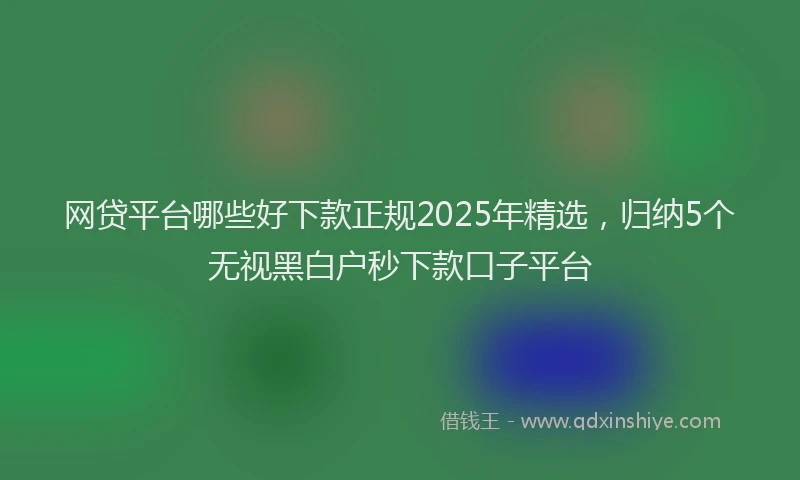 网贷平台哪些好下款正规2025年精选，归纳5个无视黑白户秒下款口子平台