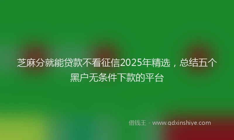 芝麻分就能贷款不看征信2025年精选，总结五个黑户无条件下款的平台