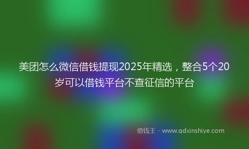 美团怎么微信借钱提现2025年精选，整合5个20岁可以借钱平台不查征信的平台