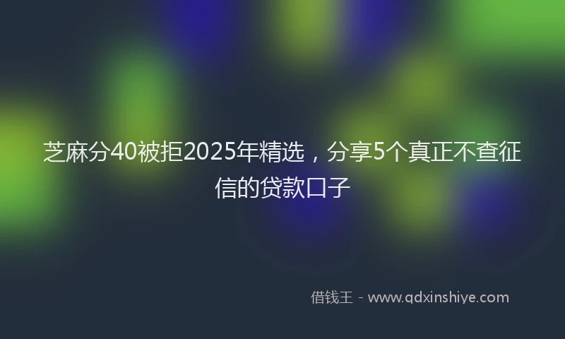 芝麻分40被拒2025年精选，分享5个真正不查征信的贷款口子