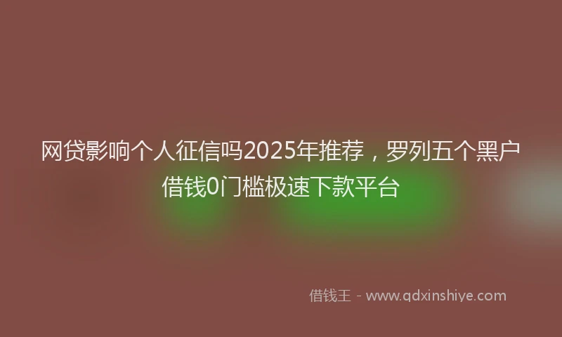 网贷影响个人征信吗2025年推荐，罗列五个黑户借钱0门槛极速下款平台