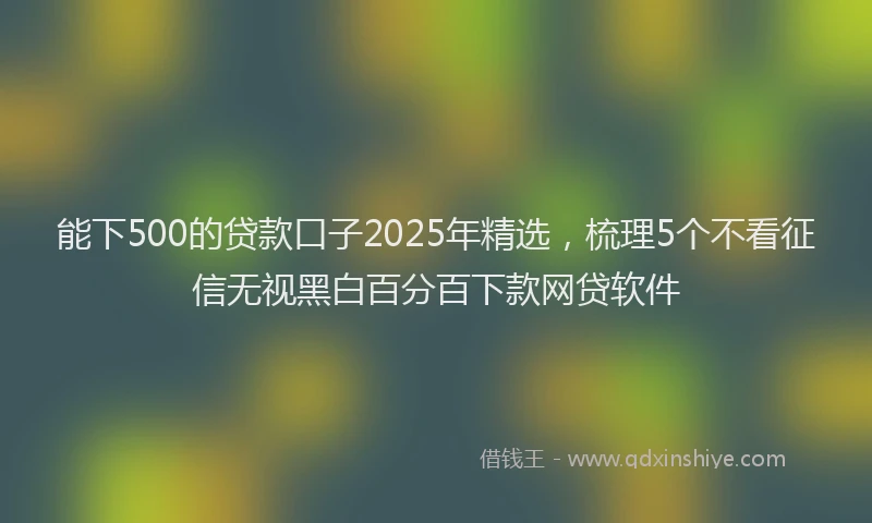 能下500的贷款口子2025年精选，梳理5个不看征信无视黑白百分百下款网贷软件