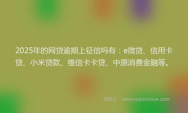 2025年的网贷逾期上征信吗有：e微贷、信用卡贷、小米贷款、维信卡卡贷、中原消费金融等。