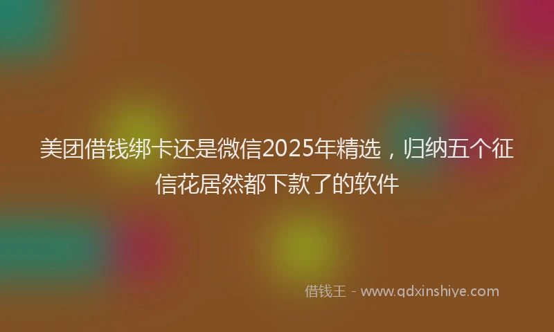 美团借钱绑卡还是微信2025年精选，归纳五个征信花居然都下款了的软件