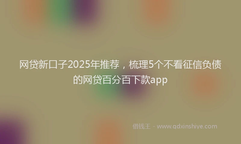 网贷新口子2025年推荐，梳理5个不看征信负债的网贷百分百下款app