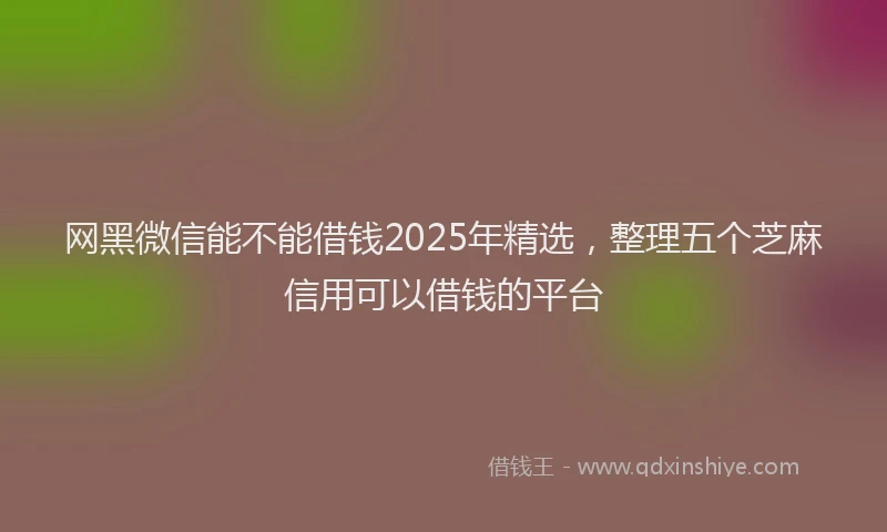 网黑微信能不能借钱2025年精选，整理五个芝麻信用可以借钱的平台