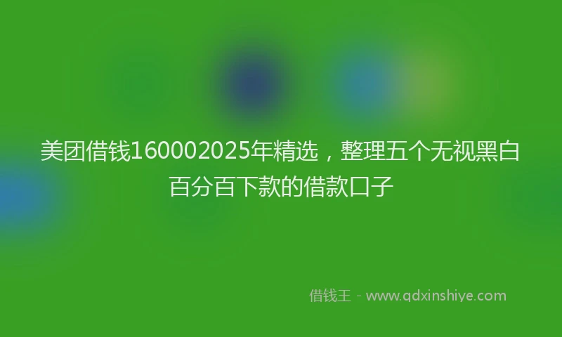 美团借钱160002025年精选，整理五个无视黑白百分百下款的借款口子