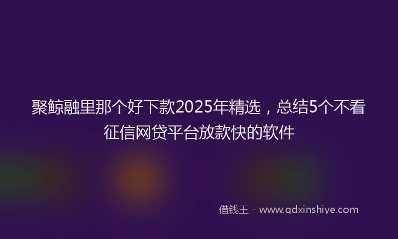 聚鲸融里那个好下款2025年精选，总结5个不看征信网贷平台放款快的软件