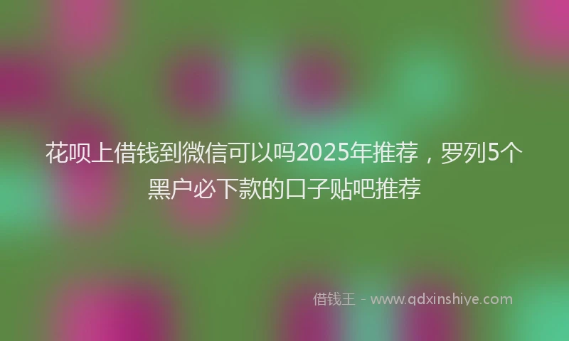 花呗上借钱到微信可以吗2025年推荐，罗列5个黑户必下款的口子贴吧推荐
