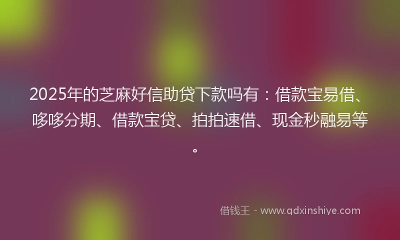 2025年的芝麻好信助贷下款吗有：借款宝易借、哆哆分期、借款宝贷、拍拍速借、现金秒融易等。