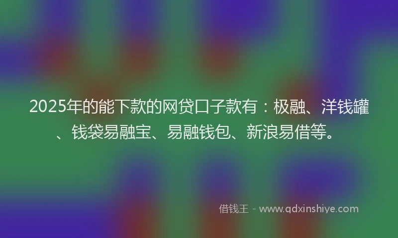 2025年的能下款的网贷口子款有：极融、洋钱罐、钱袋易融宝、易融钱包、新浪易借等。