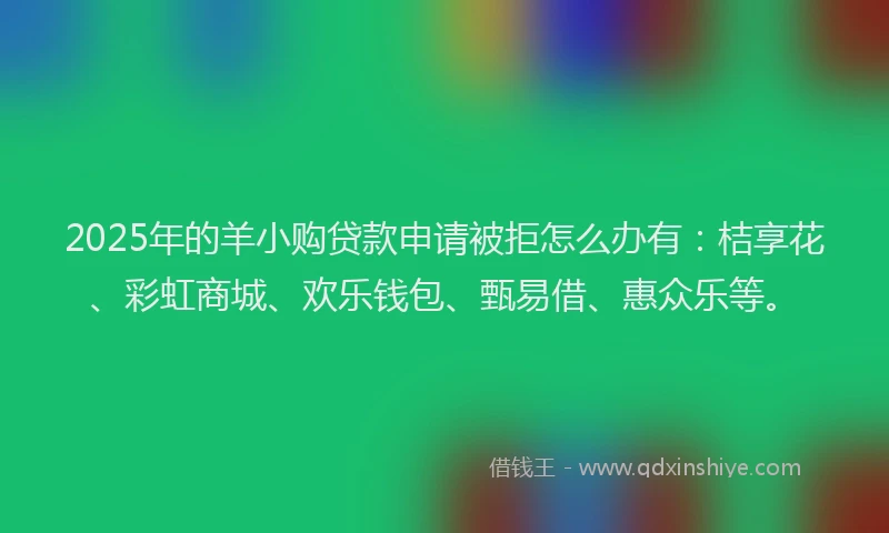 2025年的羊小购贷款申请被拒怎么办有：桔享花、彩虹商城、欢乐钱包、甄易借、惠众乐等。