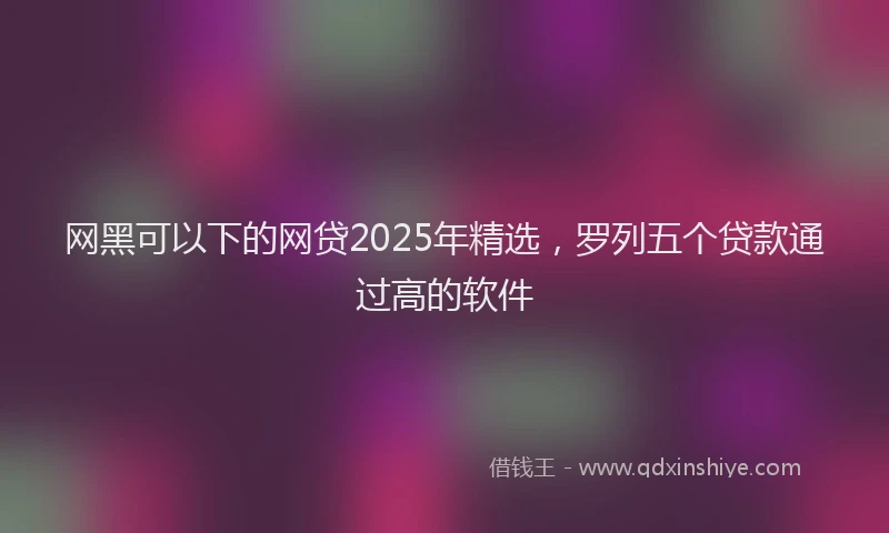 网黑可以下的网贷2025年精选，罗列五个贷款通过高的软件