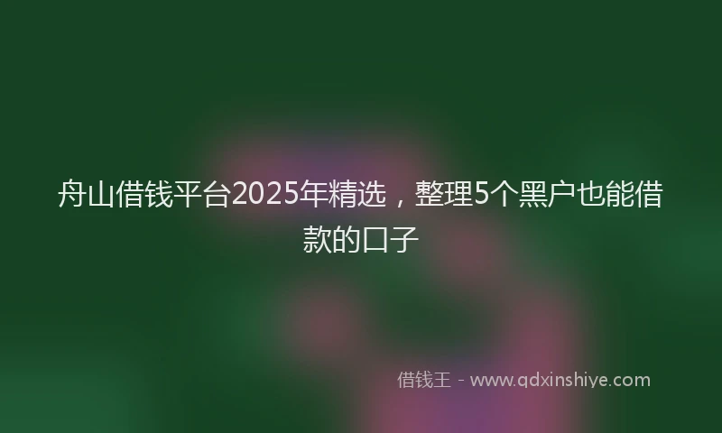 舟山借钱平台2025年精选，整理5个黑户也能借款的口子