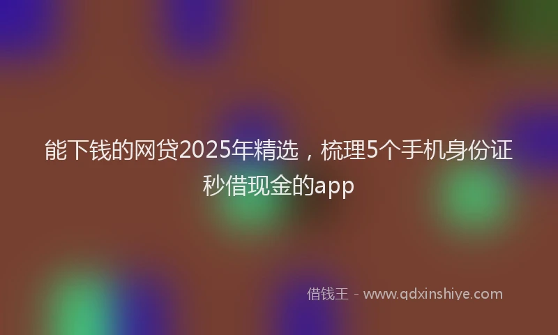 能下钱的网贷2025年精选，梳理5个手机身份证秒借现金的app